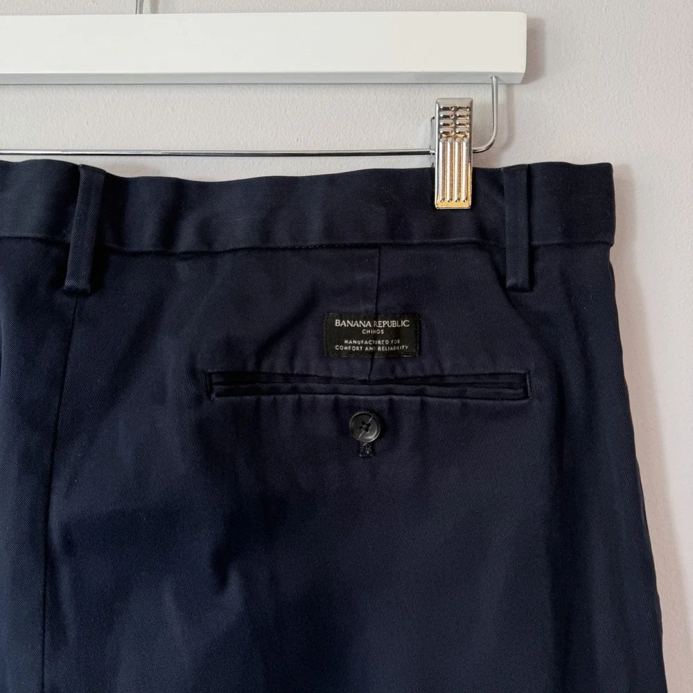 Banana Republic Navy Blue Chinos Aiden Slim Fit 36x32 Cotton Stretch‎ Pants